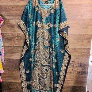 Good Times Teal Gold and Navy Dress